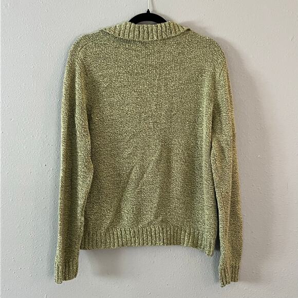 Carolyn Taylor Green Collared Knit Sweater Polo Pullover Size M Preppy Y2K - Picture 5 of 5
